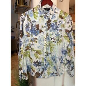 Ariat Fitted Floral Pearl Snap Long Sleeve Shirt Size XL